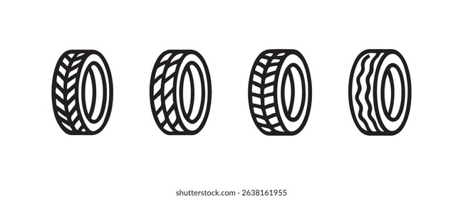 Four different tire patterns: variety in tread design for diverse conditions.