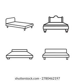 Four different types of beds with various headboards and footboards furniture for home and bedroom design