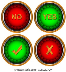 Four different types of buttons yes and no