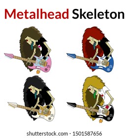 Four Different Types Metalhead Skeleton Guitarist 库存矢量图（免版税）1501587656 ...