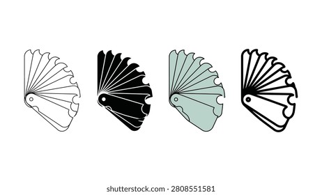 Four different vector icons depicting a precision feeler gauge tool