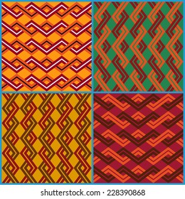 Four different vector seamless ornaments on ethnic motifs in a single file
