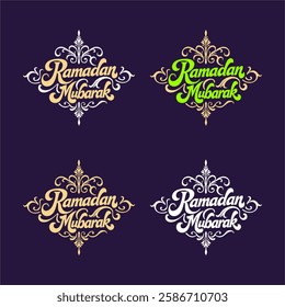 Four different versions of the phrase ramadan mubarak.