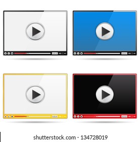 Four different video player templates, vector eps10 illustration