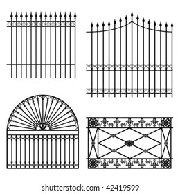 Four different wrought iron modular fences