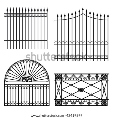 Four different wrought iron modular fences