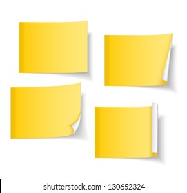 Four different yellow sticky notes, vector eps10 illustration