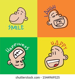 four differents happy faces for a tshirt