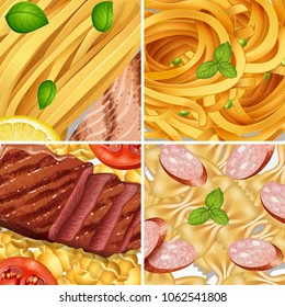 Four Diffrent Perfect Pasta Meal illustration