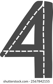 Four Digit Road Alphabet Kids Vector Illustration