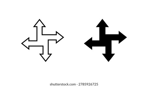 Four direction arrow icon. Multidirectional navigation symbol. Movement control and positioning concept