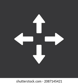 Four direction arrow icon on grey background
