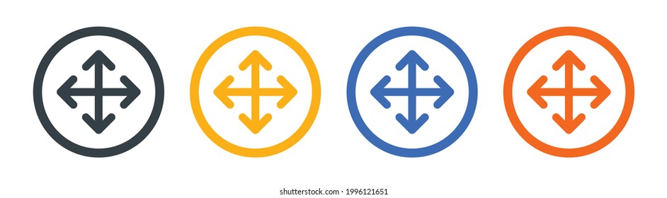 Four direction arrows line icon. Expend, resize, full screen sign. Move arrow symbol. Vector illustration