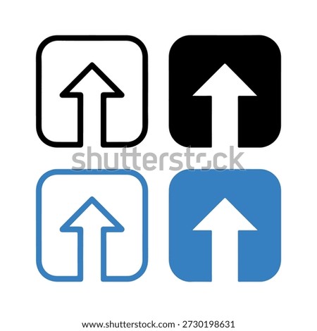 Four directional arrows in black and blue squares for navigation icons
