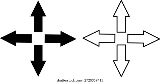 Icono de cuatro flechas direccionales, que indica el movimiento y el Vector de dirección