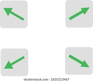 Four directional green arrows on a light gray background.