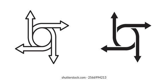 Four directions icons in outline and fill. vector illustration for ui.