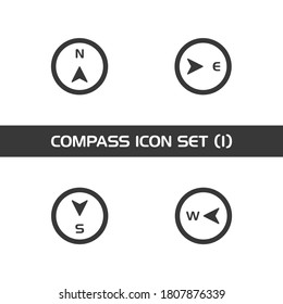 Four directions. Isolated compass icon set. Weather and map. Vector illustration