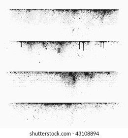 Four dirty edges. The checked patterns and dripping paint are separate objects.