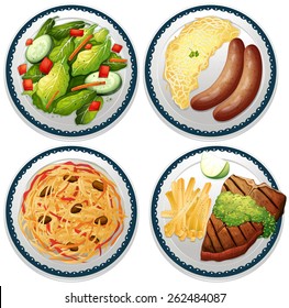 Four Dishes Main Course Stock Vector (Royalty Free) 262484087 ...