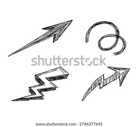 Four distinct arrows with unique designs and patterns drawn in black and white Vector