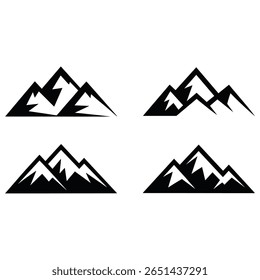 Cuatro iconos negros distintos de la silueta de la cordillera