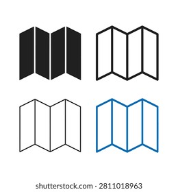Four distinct black and outlined folded paper accordion style variations displayed
