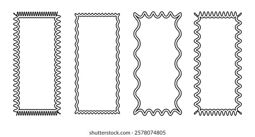 Four Distinct Decorative Rectangles With Different Edge Designs on a White Background