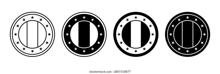 Four distinct French shields symbolizing the spirit of Bastille Day festivities and national pride.
