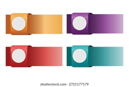 Quatro banners de gradiente distintos que fornecem elementos personalizáveis para design com bordas dobradas elegantes