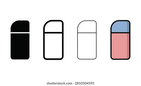 Four distinct graphic representations of erasers are presented sidebyside