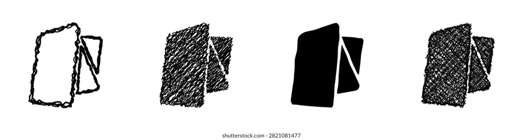 Four distinct graphic styles depict two cards standing upright, showcasing different artistic interpretations