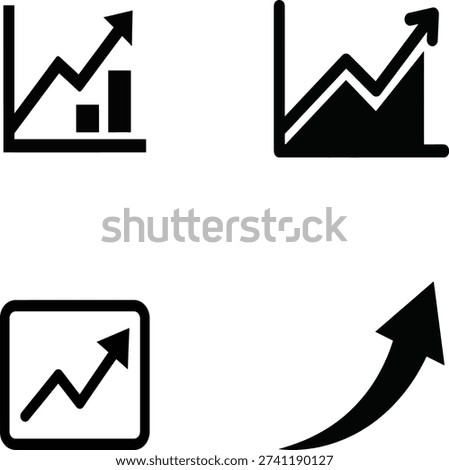 Four distinct icons depicting various graph styles with upward trending arrows