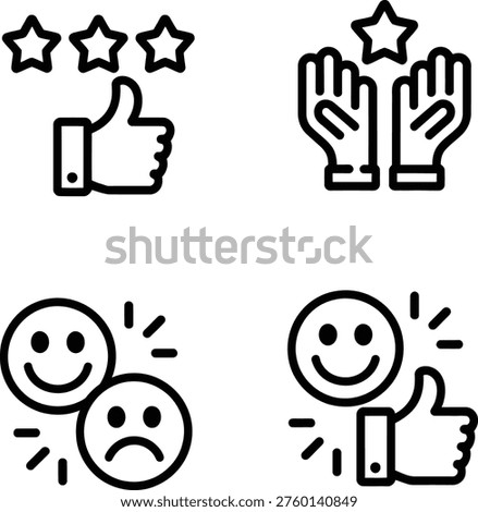 Four distinct icons representing positive and mixed feedback emotions and gestures