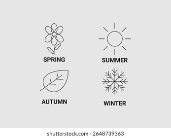 four distinct icons representing the four seasons