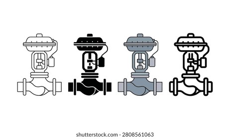 Four distinct industrial valve illustrations shown sidebyside