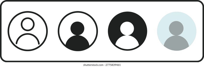 Four distinct profile icons are displayed sidebyside on a white background isolated on transparent background
