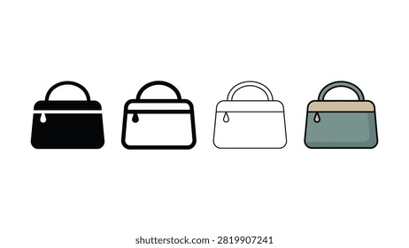 Four distinct stylized illustrations of handbags are presented sidebyside for comparison