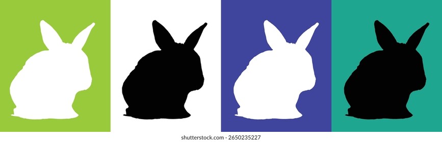 Four distinct vertical panels display rabbit silhouettes. 