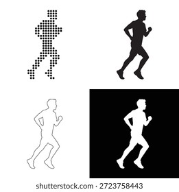 Vier verschiedene visuelle Stile eines Sprintmanns, ideal für Fitness und sportliches Design
