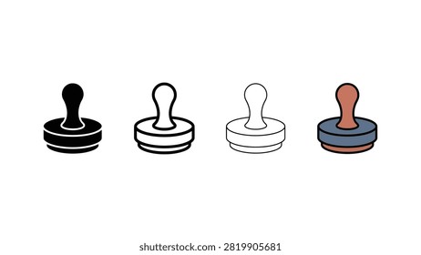 Four diverse illustrations of a rubber stamp are presented sidebyside