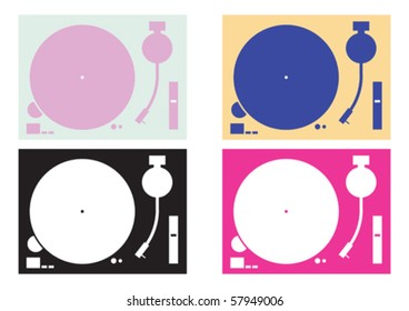 four dj record-player vector four  in colour combination