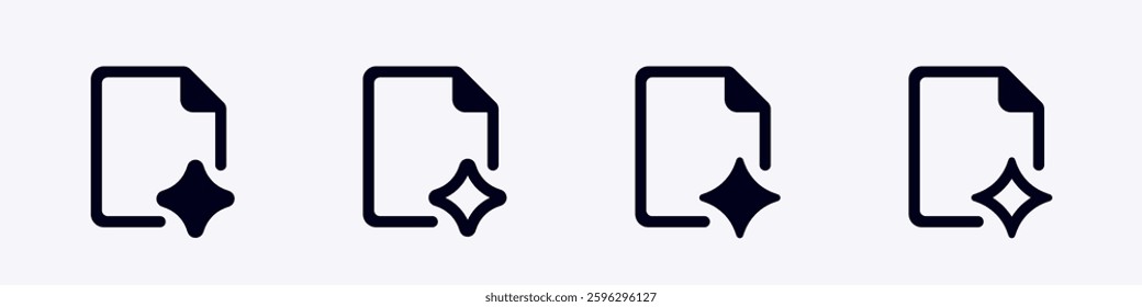 Four document icons feature a sparkle symbol, representing a clean, refreshed, or new file status.
