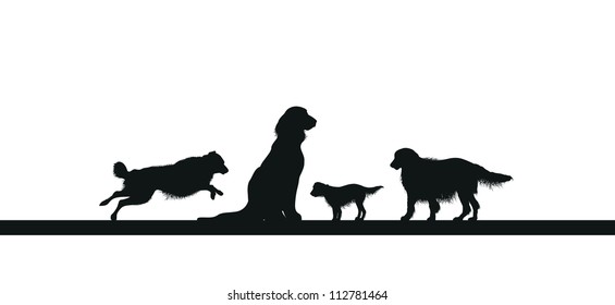 four dog silhouettes
