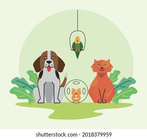 four domestics pets group characters