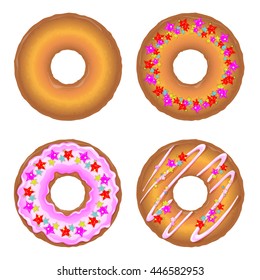Four donuts on a white background. Vector illustration