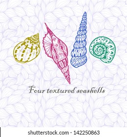 Four doodle seashells.