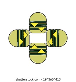 four double layer cheese burger Illustration, wallpaper, lockscreen, frame. modern simple vector icon, flat graphic symbol in trendy flat design style.