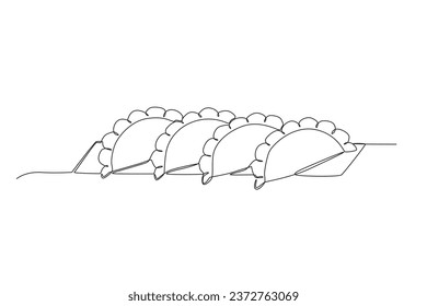 Four dumplings for the festival. Dongzhi festival one-line drawing