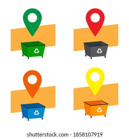 Four dumpsters with geo sign